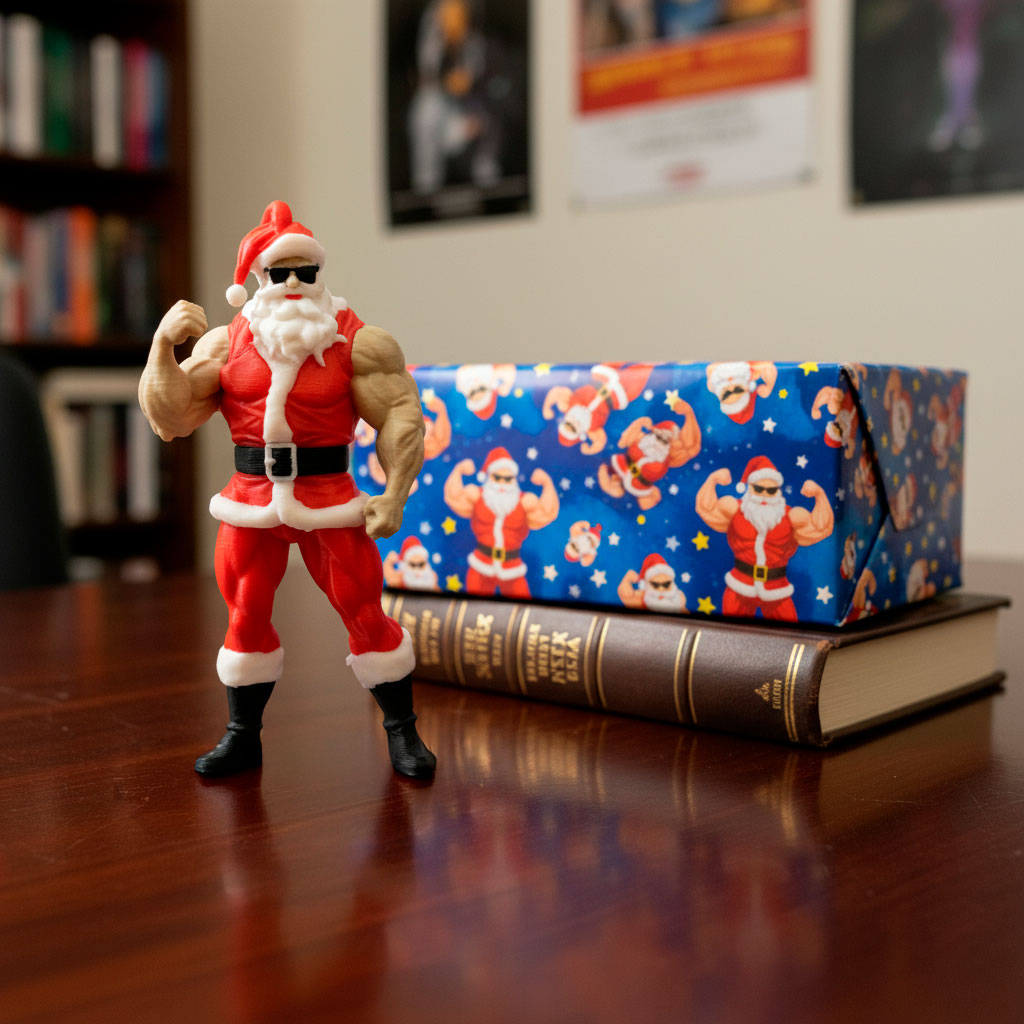 Muscle Santa – 3D Printed Christmas Ornament
