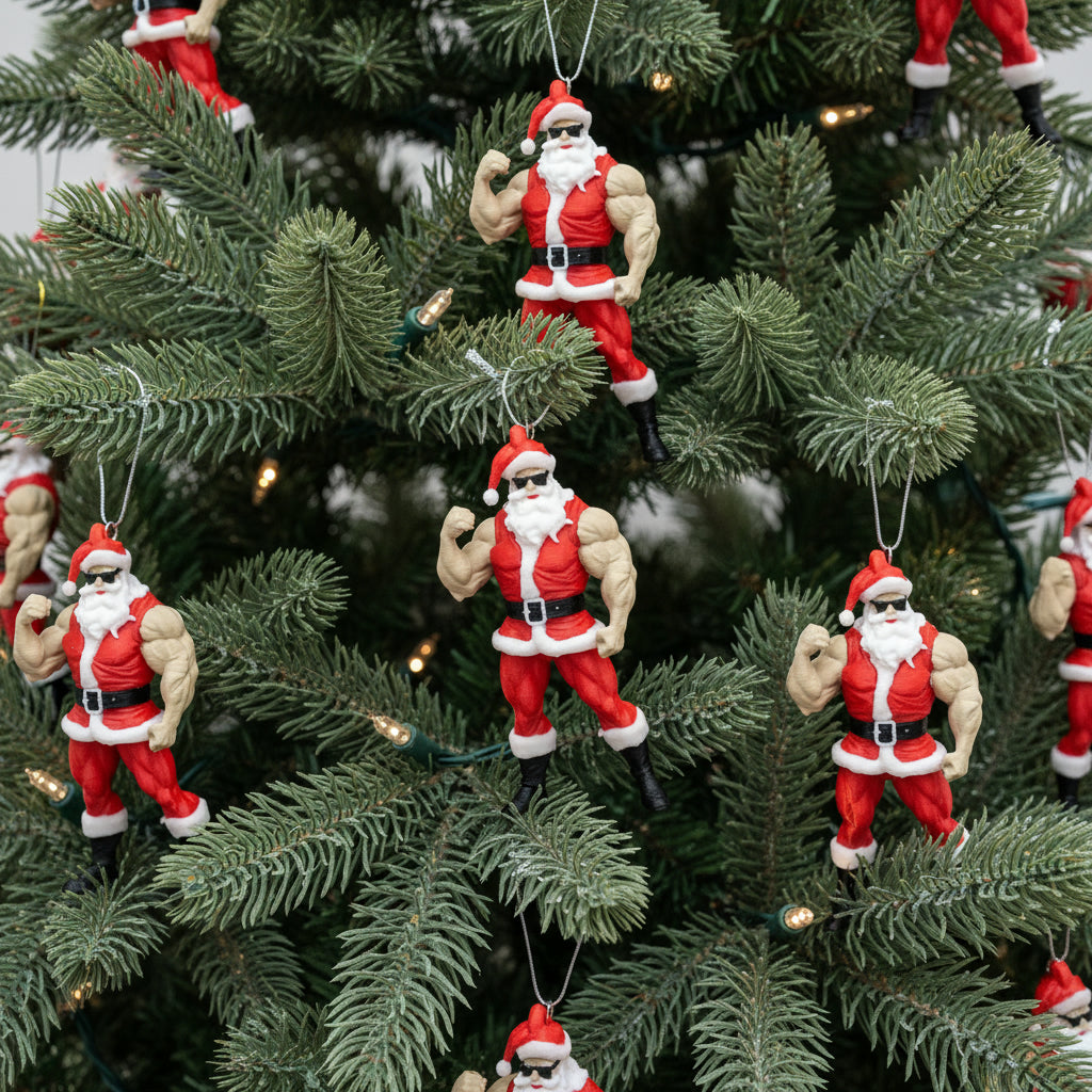 Muscle Santa – 3D Printed Christmas Ornament