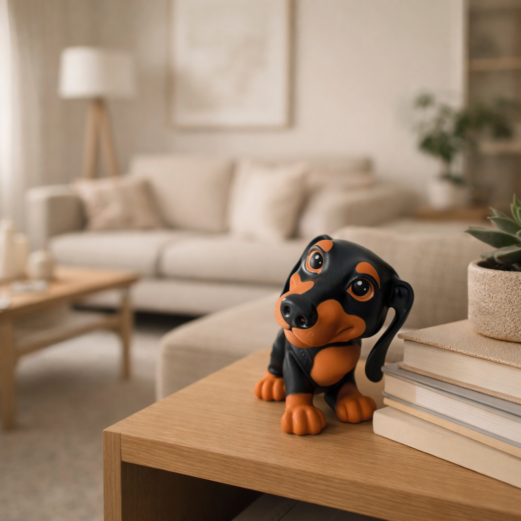Dachshund Figurine (Black & Tan) — 3D Printed Decor