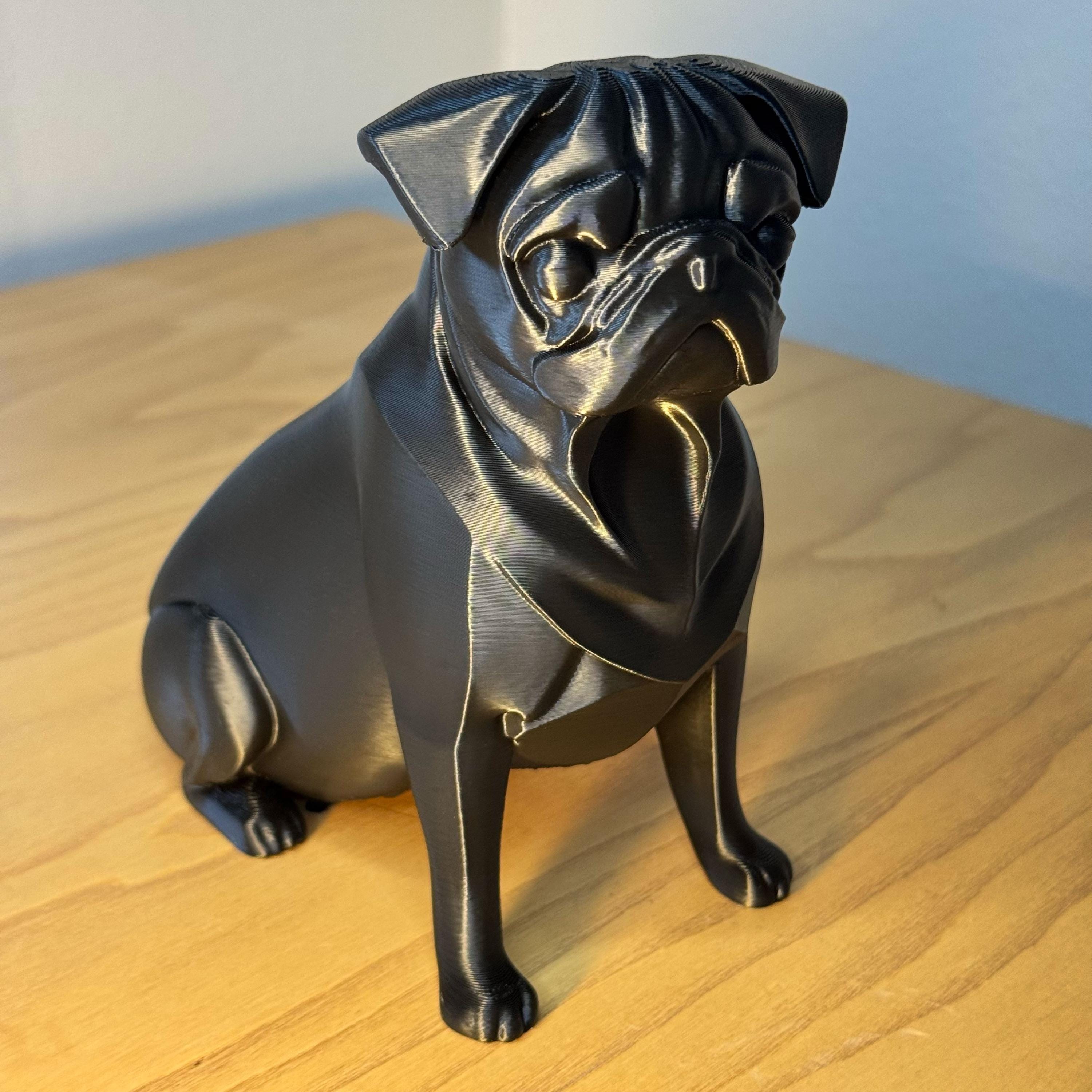 Black Pug Statue – 3D Printed Dog Figurine – Modern Home Décor –  Dog Lovers