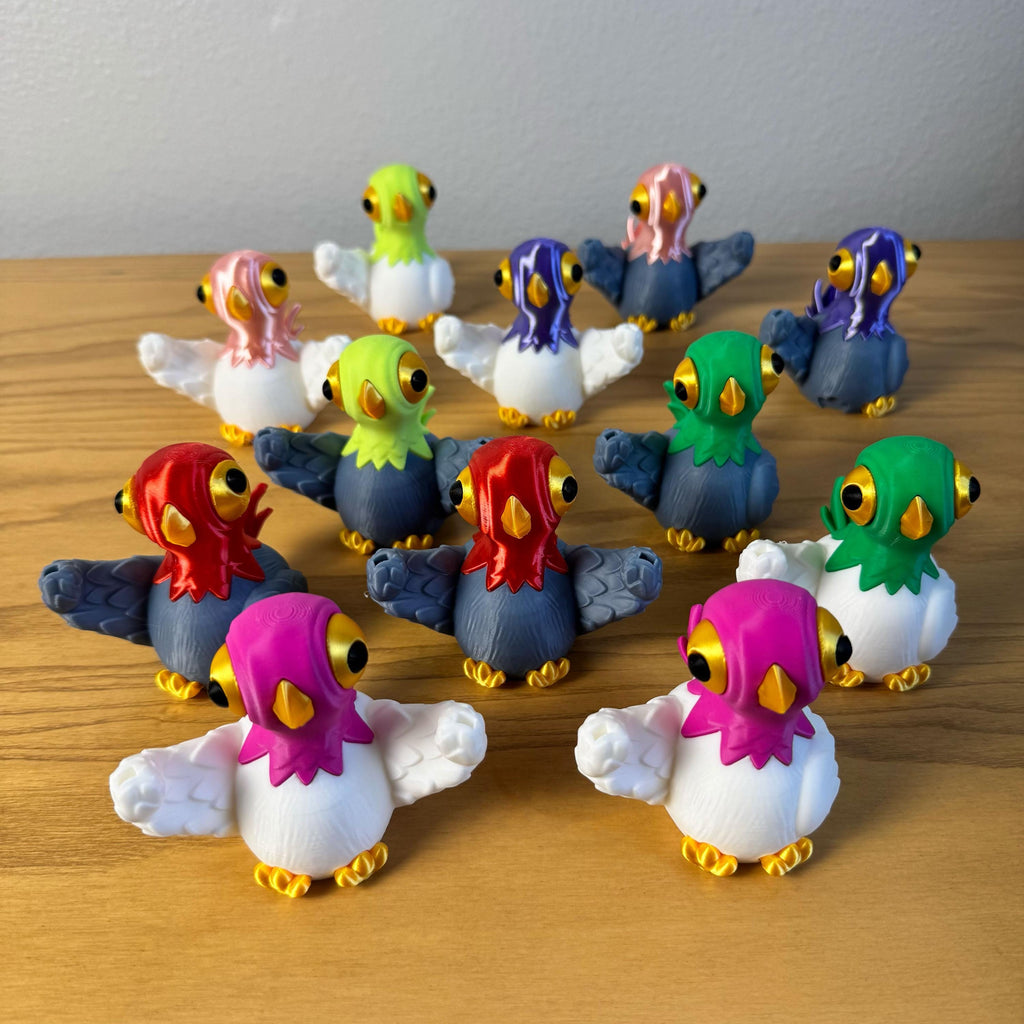 Protest Pigeons Funny 3D Printed Birds with Mini Signs Handmade Desk Decor