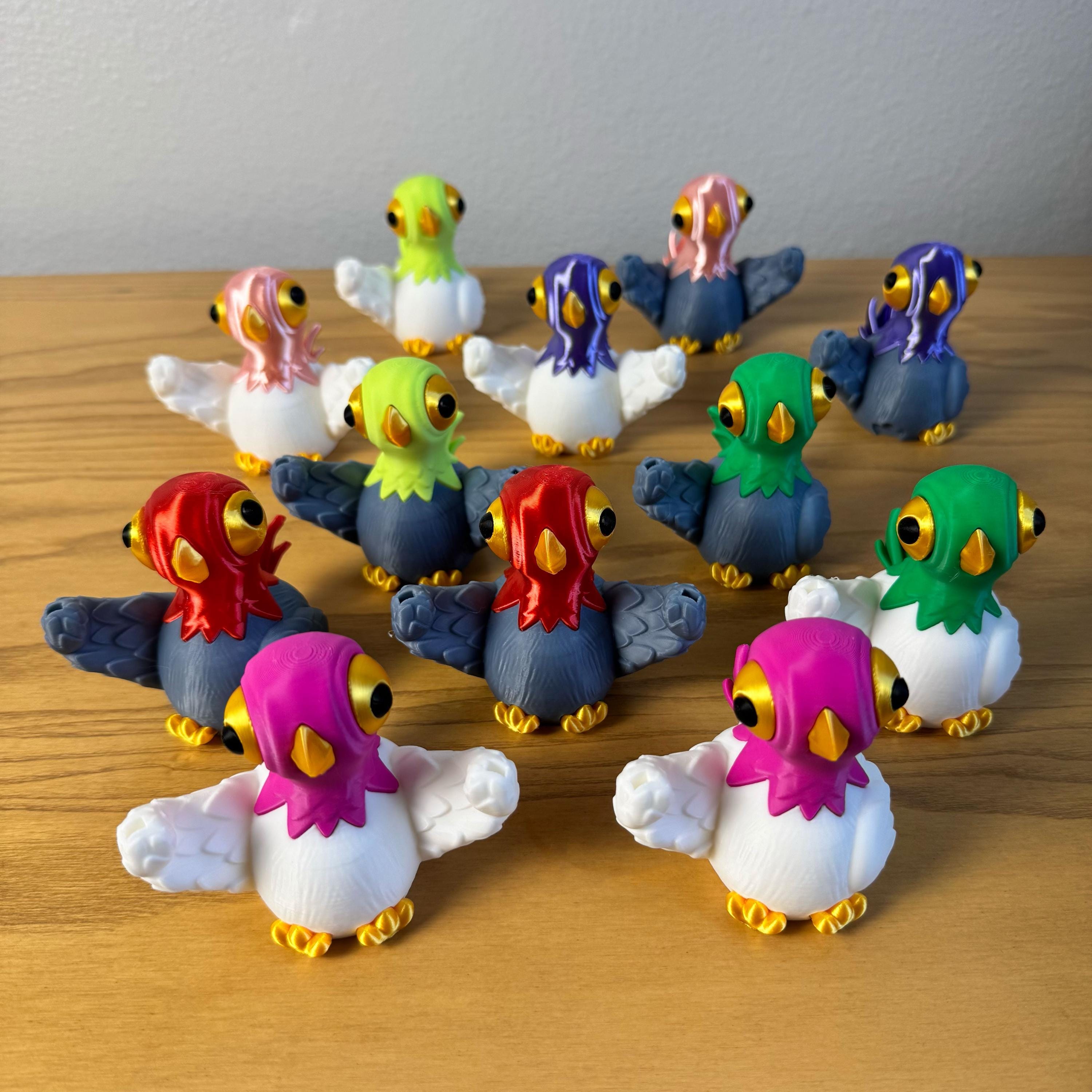Protest Pigeons Funny 3D Printed Birds with Mini Signs Handmade Desk Decor