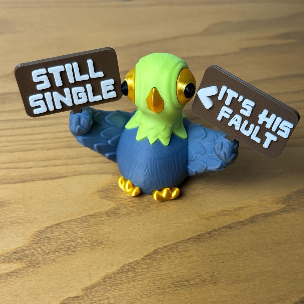 Protest Pigeons Funny 3D Printed Birds with Mini Signs Handmade Desk Decor