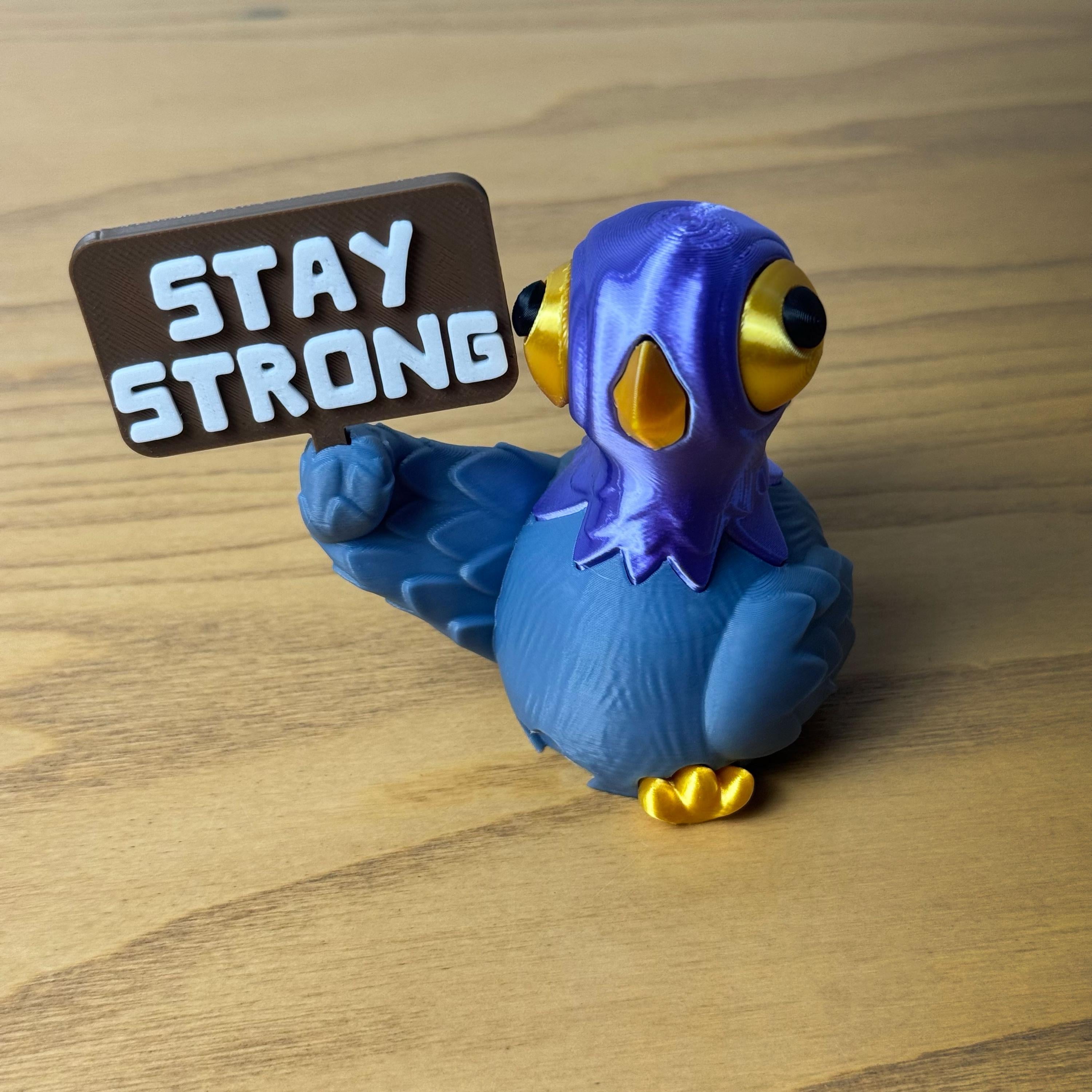 Protest Pigeons Funny 3D Printed Birds with Mini Signs Handmade Desk Decor