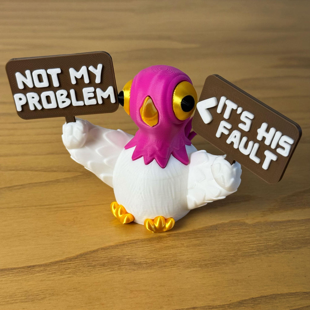 Protest Pigeons Funny 3D Printed Birds with Mini Signs Handmade Desk Decor