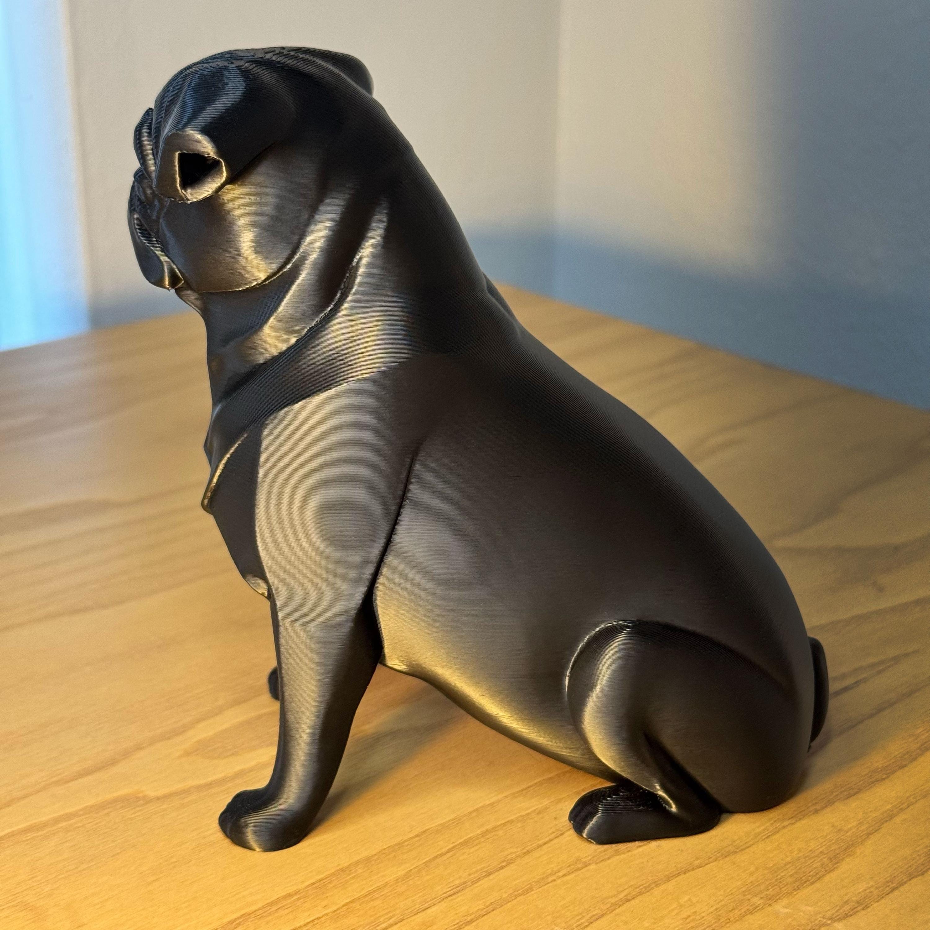 Black Pug Statue – 3D Printed Dog Figurine – Modern Home Décor –  Dog Lovers