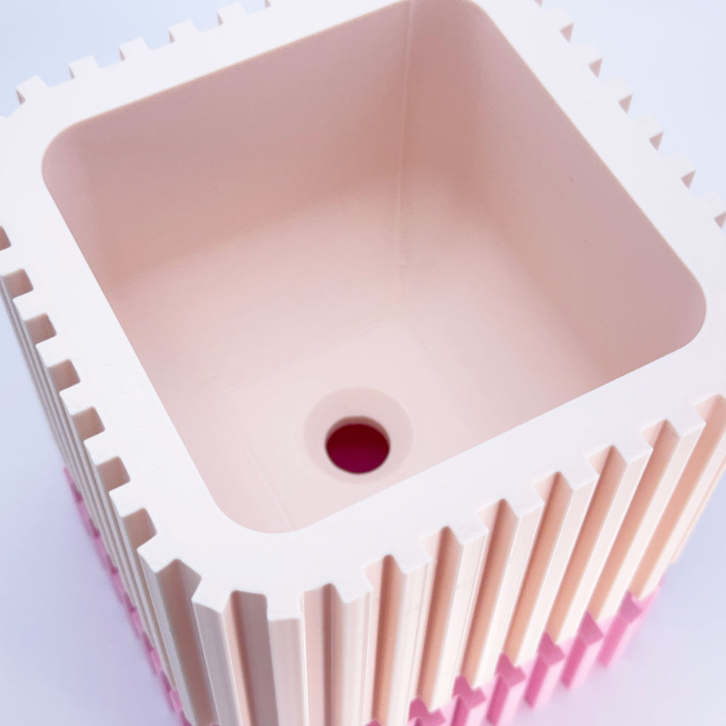 Modern Ribbed Planter with Matching Base