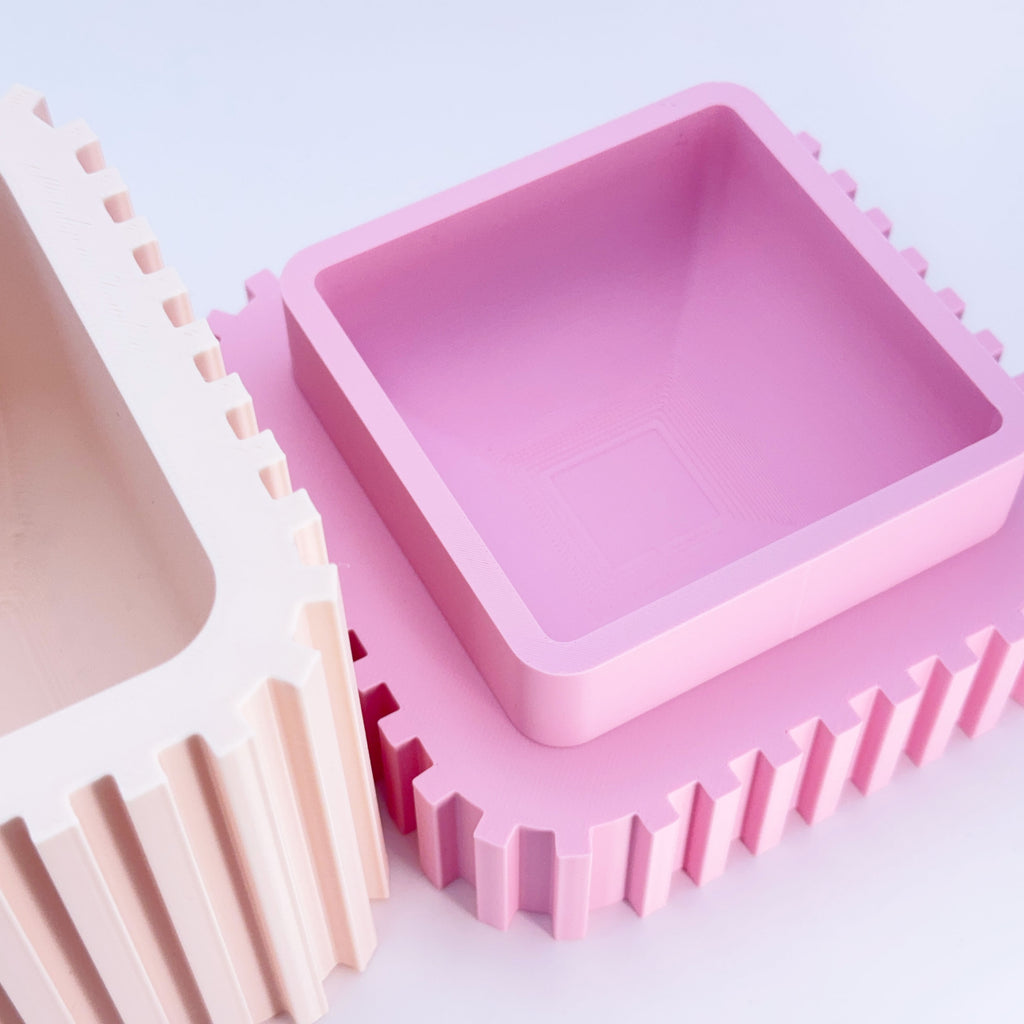 Modern Ribbed Planter with Matching Base