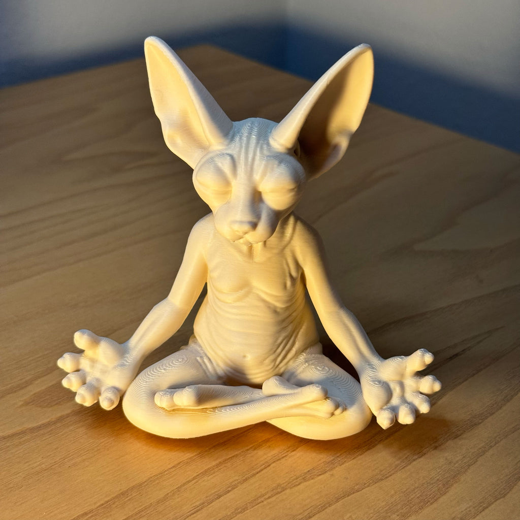 Meditating Sphynx Cat Figurine – Yoga Sculpture, Zen Home Decor, 3D Printed