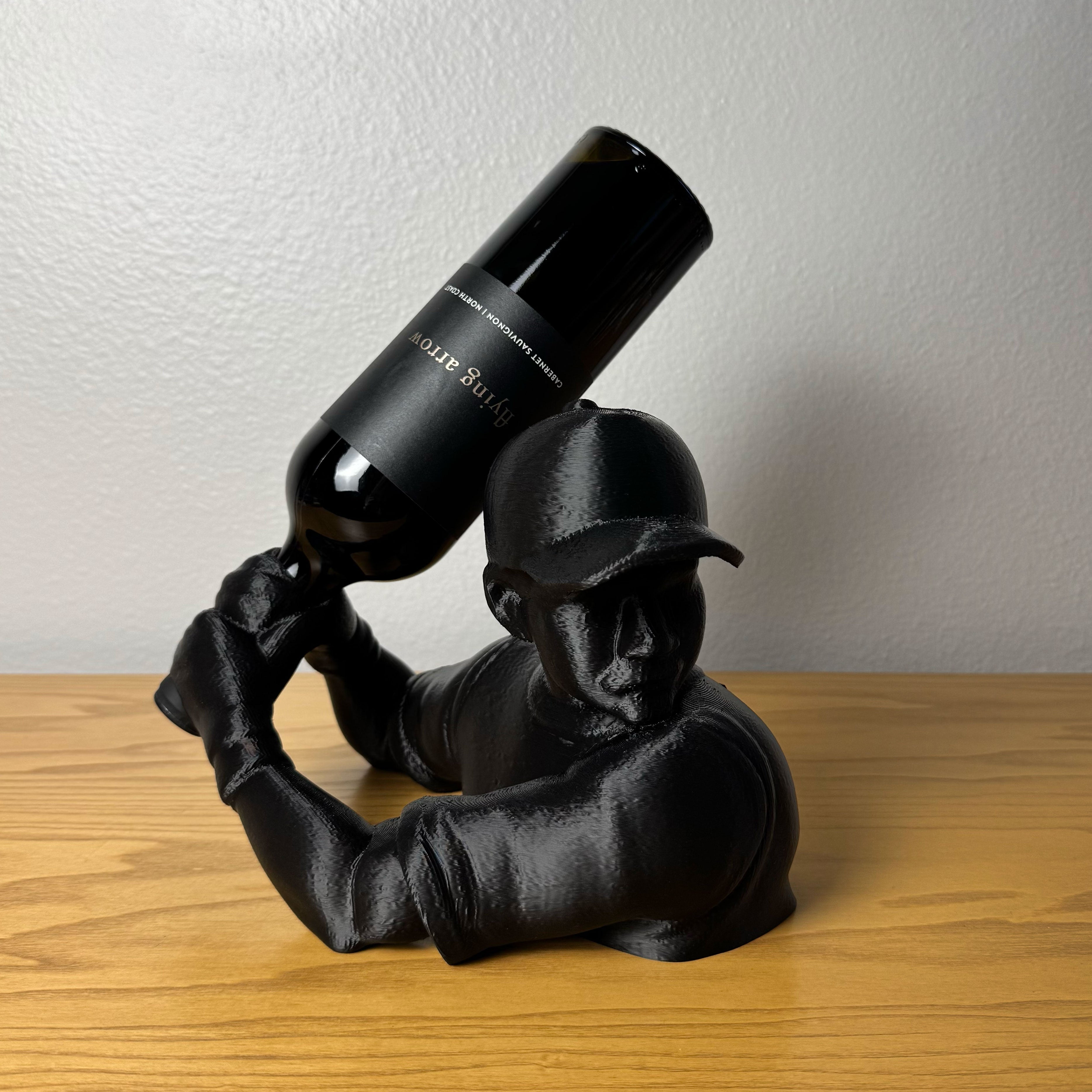 Baseball Player Wine Bottle Holder – Sports Decor, 3D Printed Gift