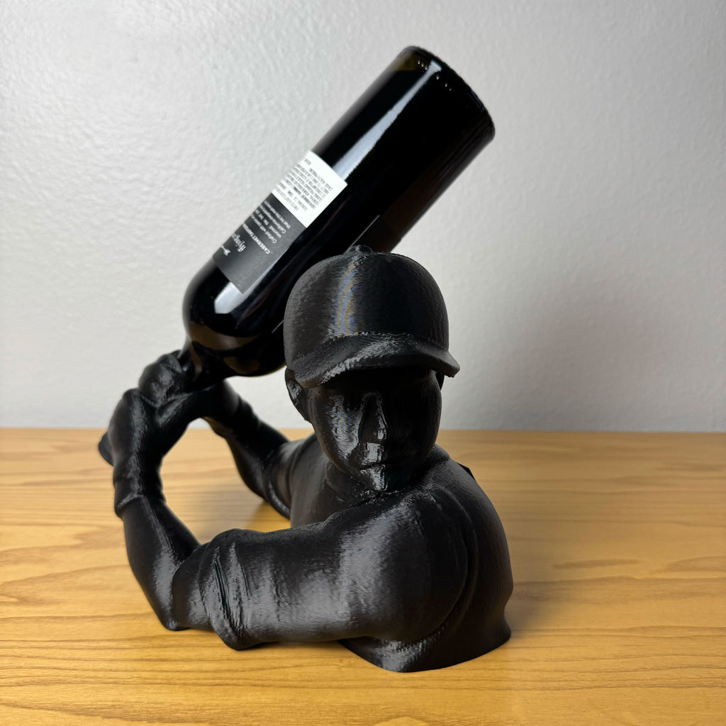 Baseball Player Wine Bottle Holder – Sports Decor, 3D Printed Gift