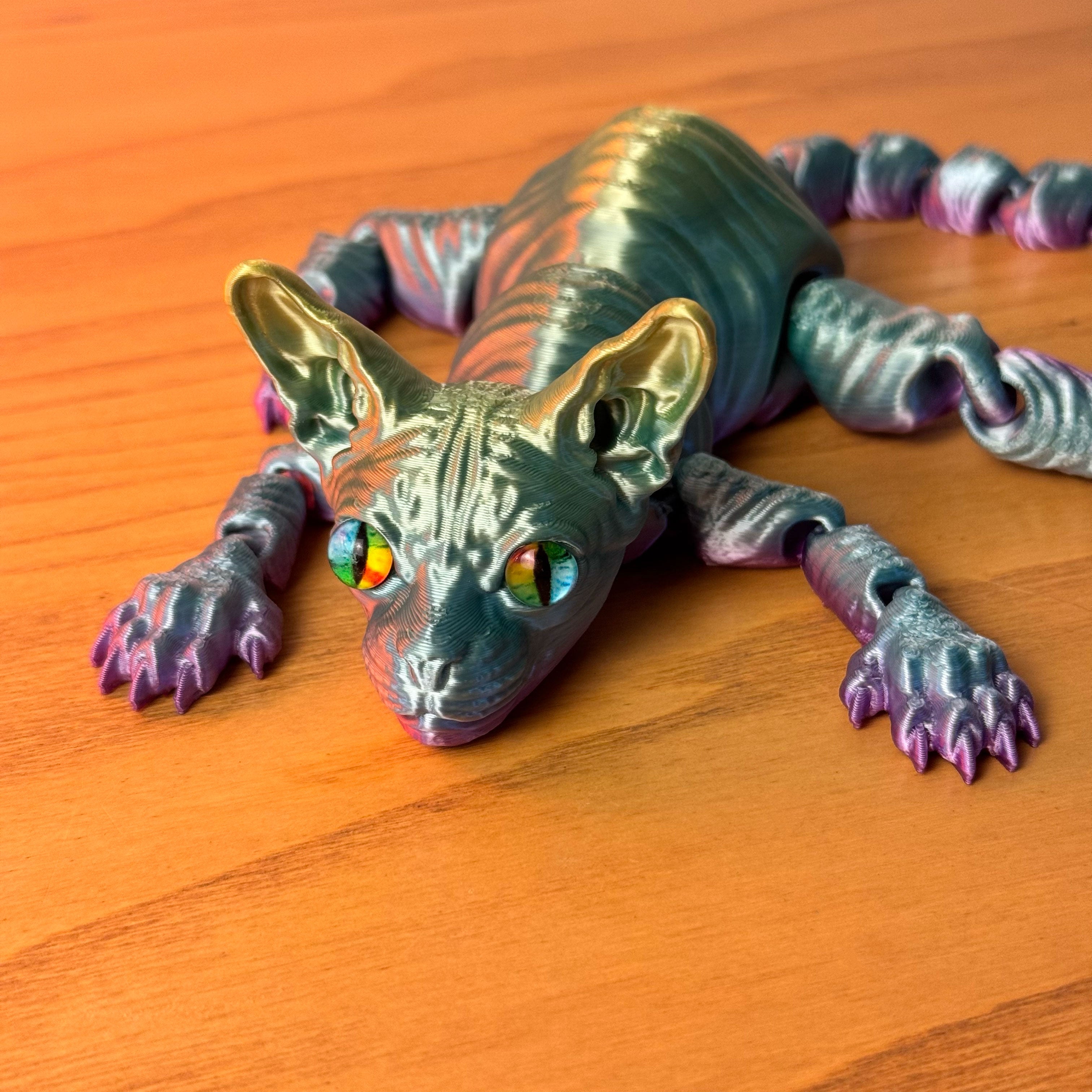 3D Printed Sphinx Cat Figurine – Custom Hairless Cat Model
