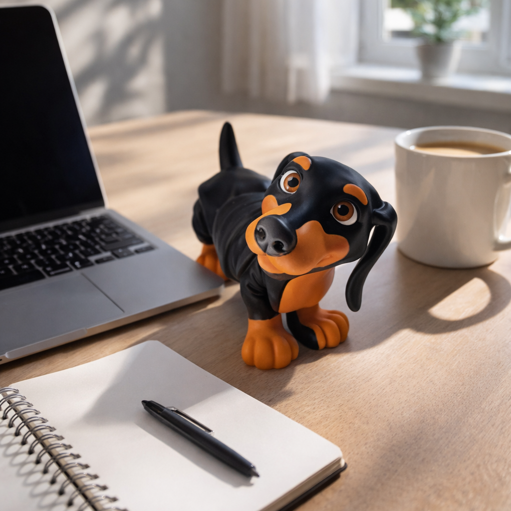 Dachshund Figurine (Black & Tan) — 3D Printed Decor