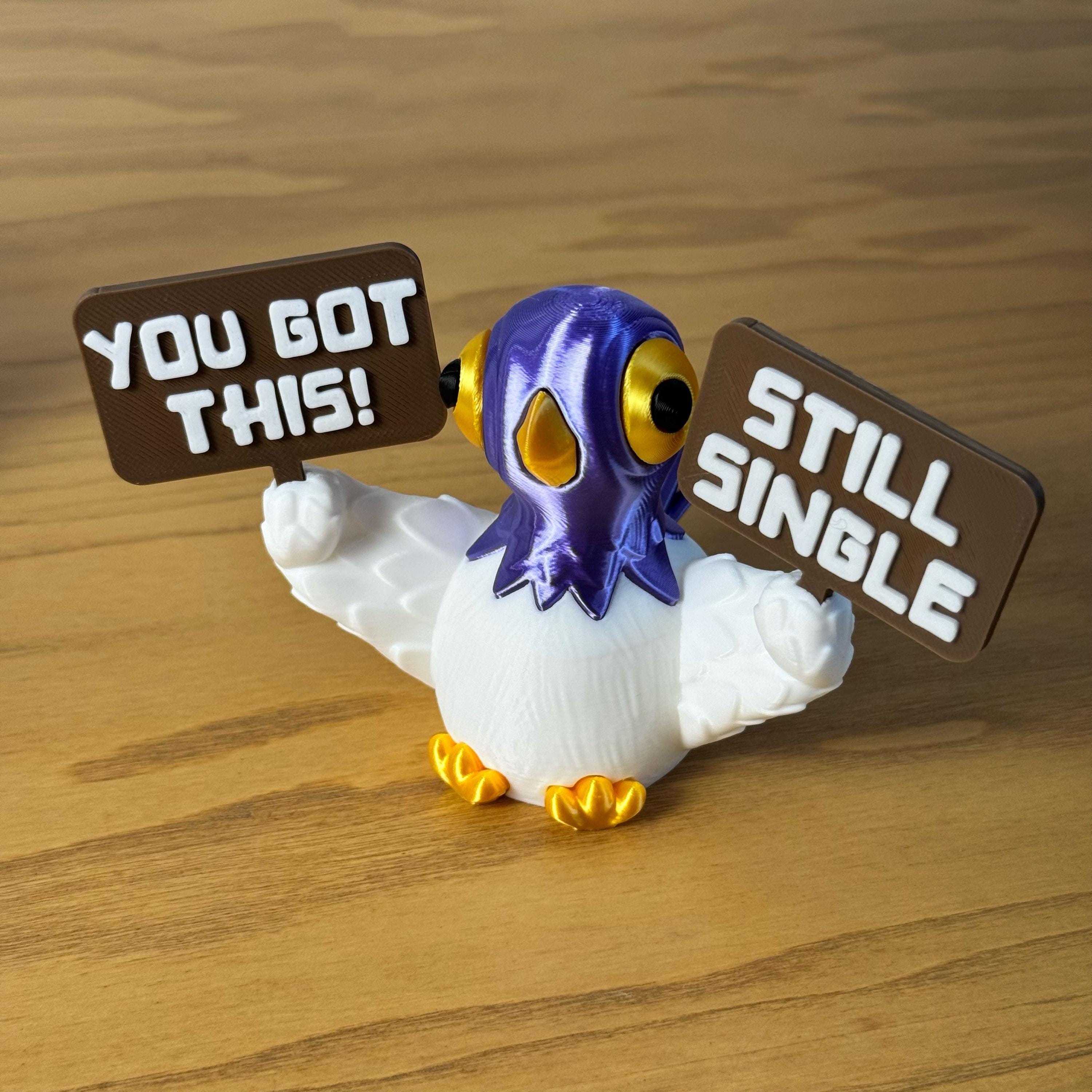 Protest Pigeons Funny 3D Printed Birds with Mini Signs Handmade Desk Decor