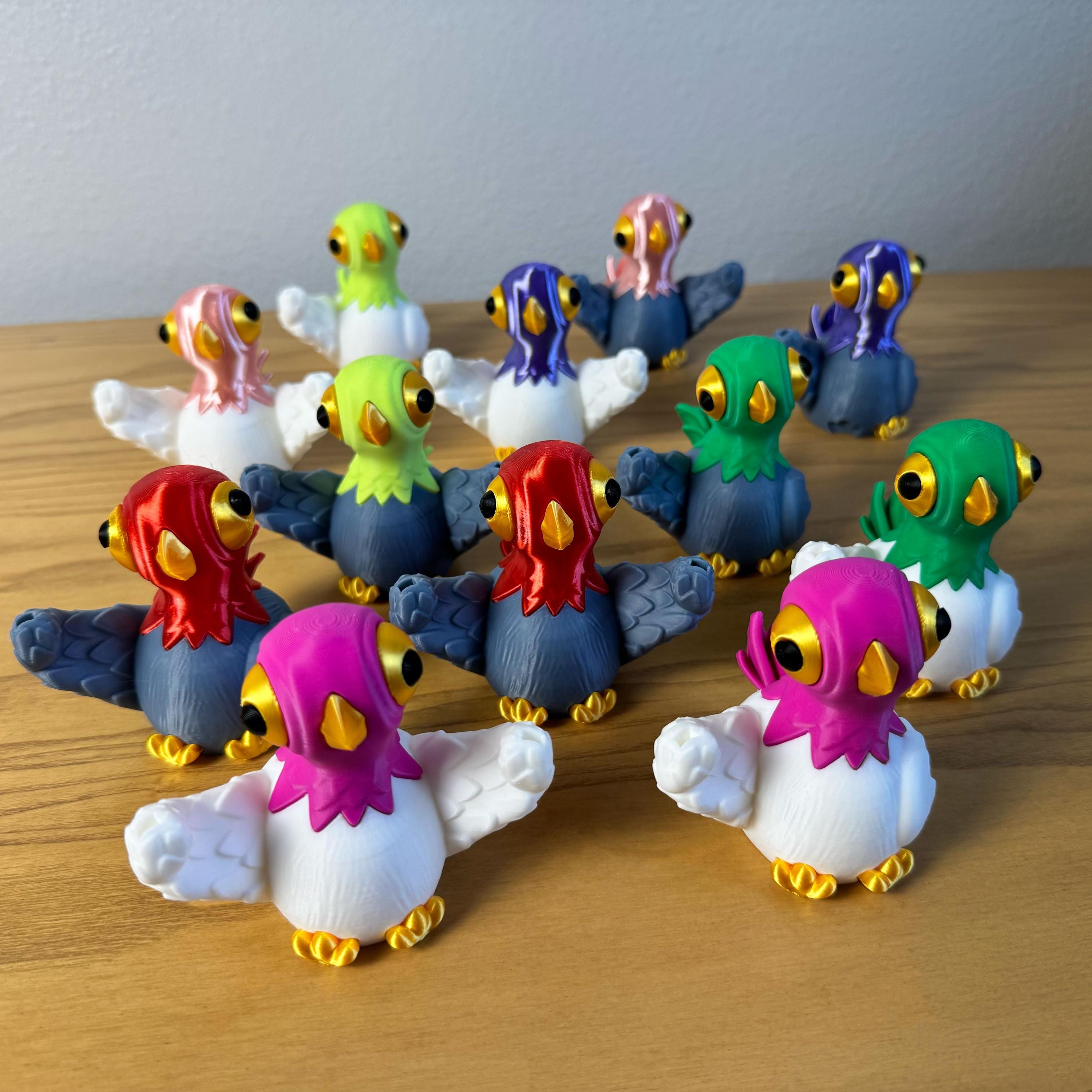 Protest Pigeons Funny 3D Printed Birds with Mini Signs Handmade Desk Decor