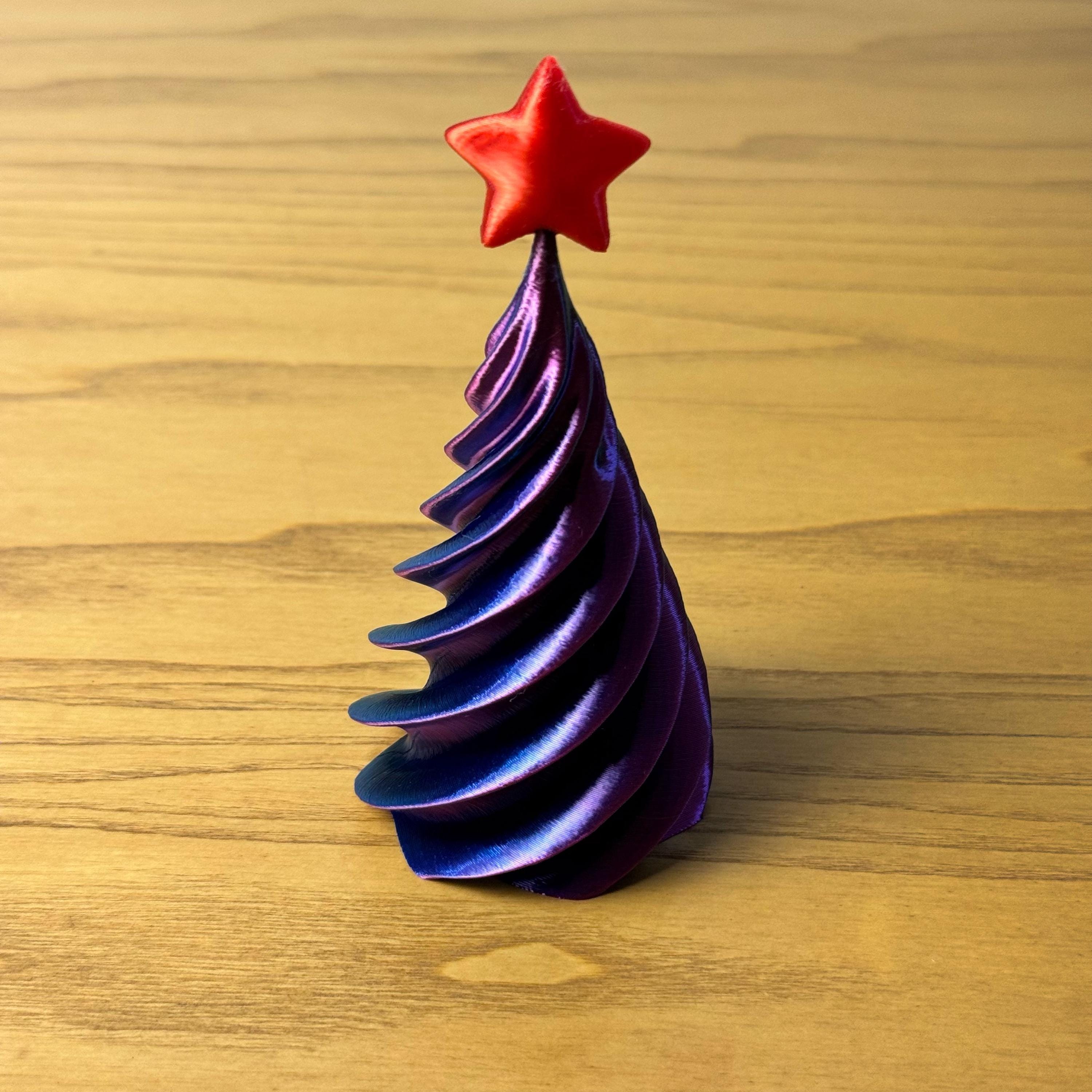3D Printed Christmas Tree – Modern Holiday Decoration – Shiny Gradient Xmas Tree with Star