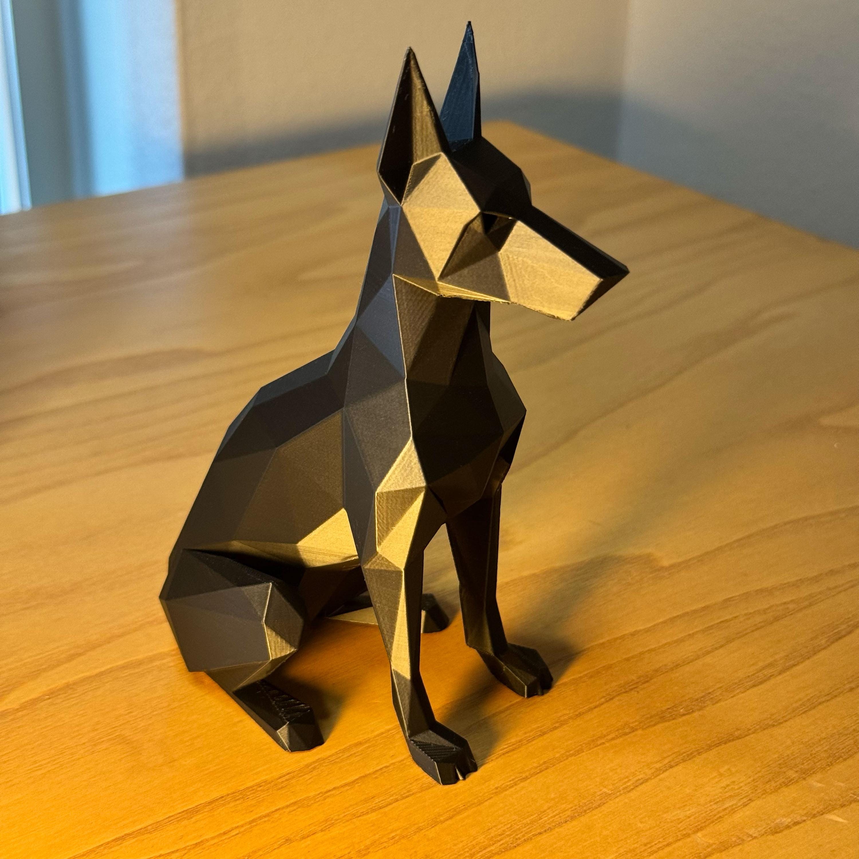 Low Poly Doberman Statue – 3D Printed Modern Dog Figurine