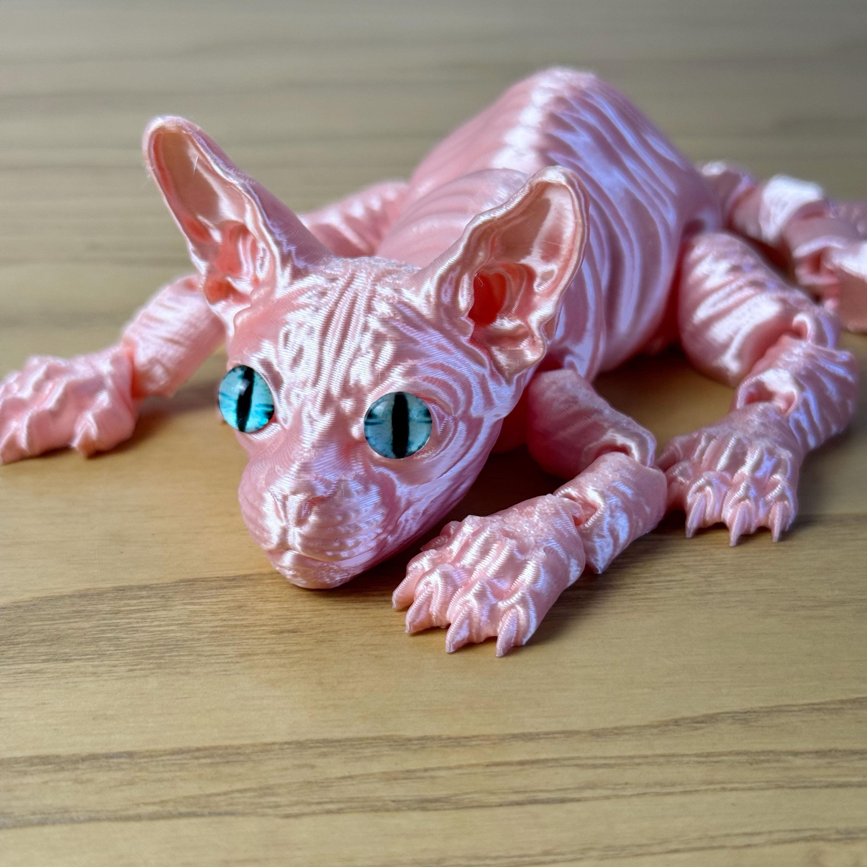 3D Printed Sphinx Cat Figurine – Custom Hairless Cat Model