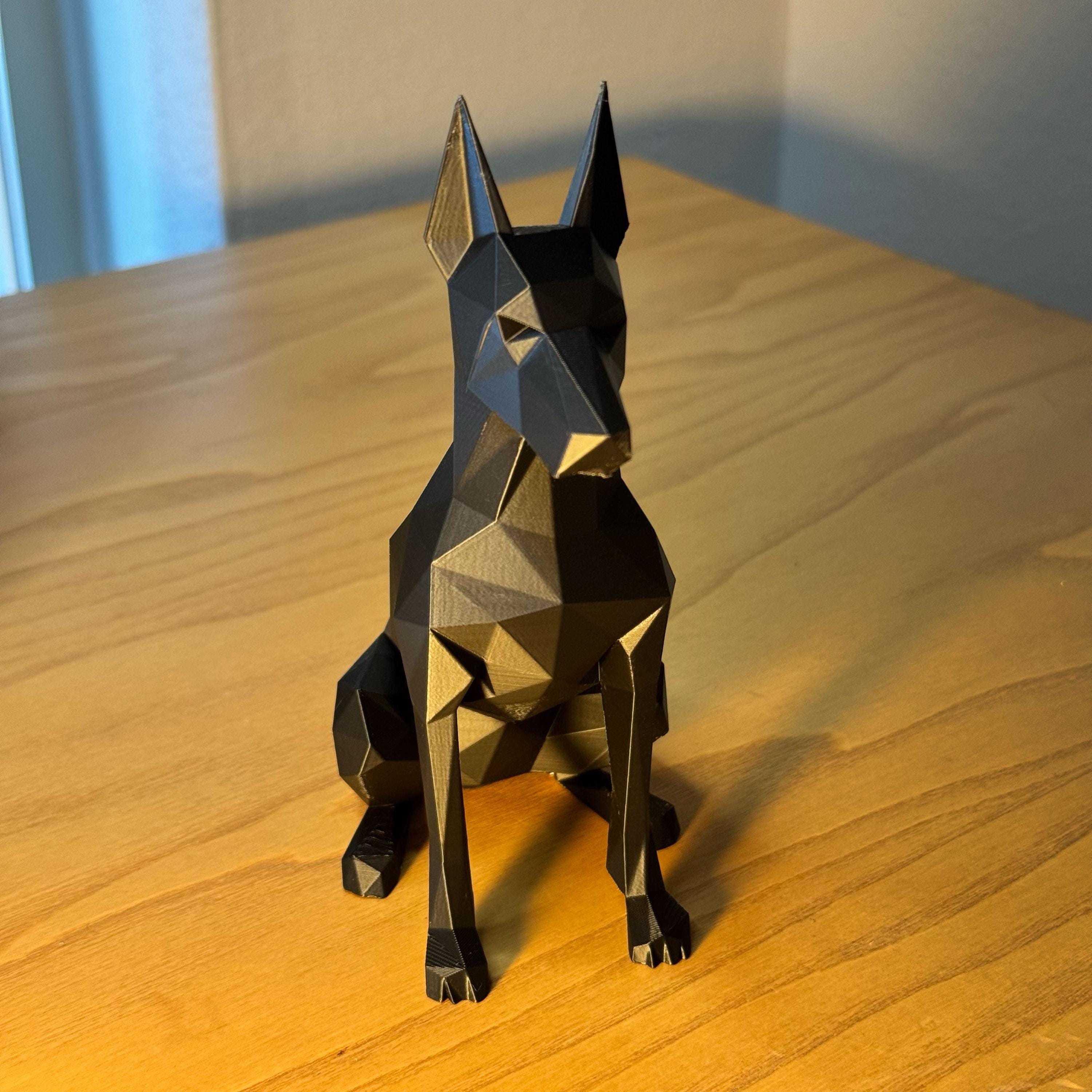 Low Poly Doberman Statue – 3D Printed Modern Dog Figurine